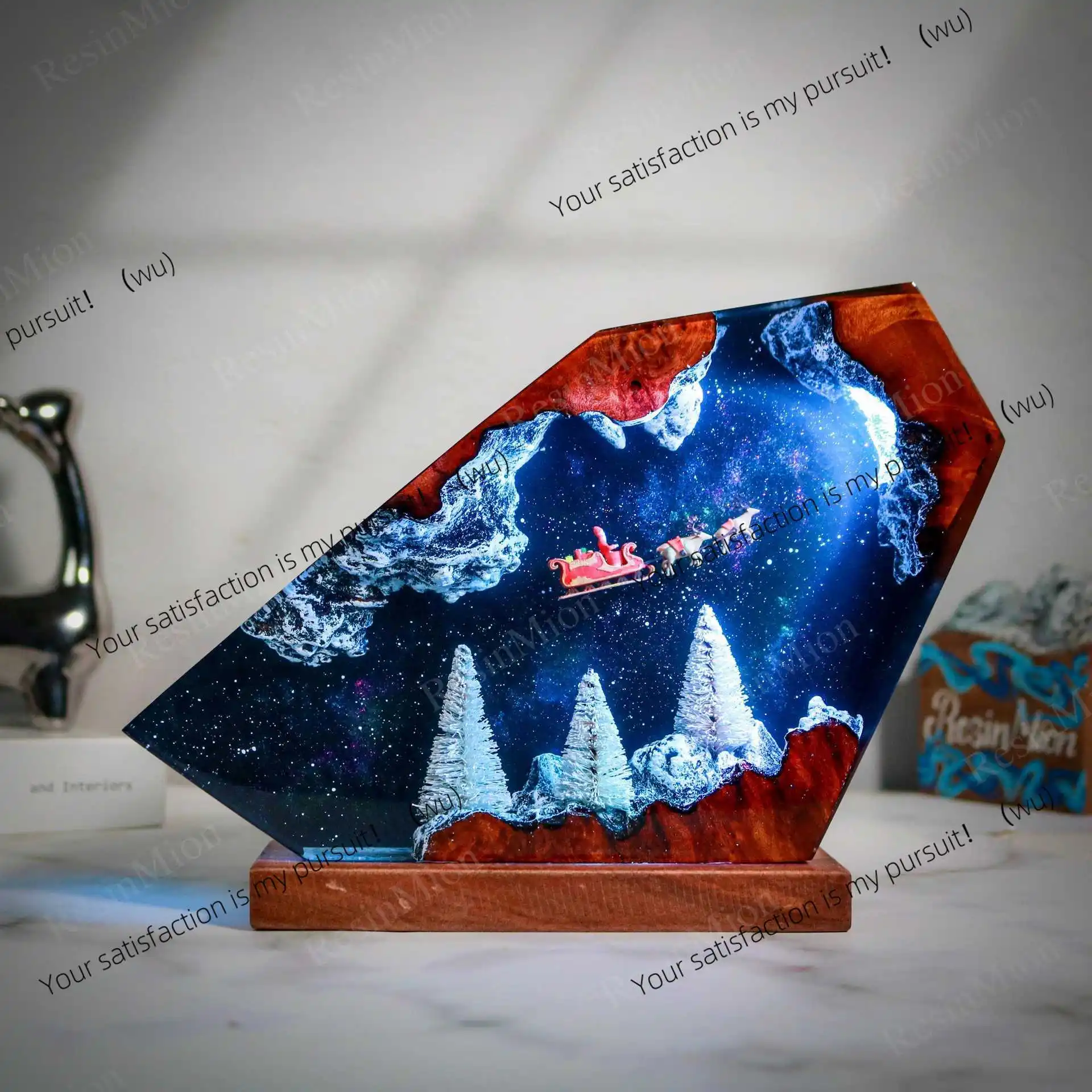 Winter Forest Santa with Sleigh Unique Christmas Home Decoration Gifts