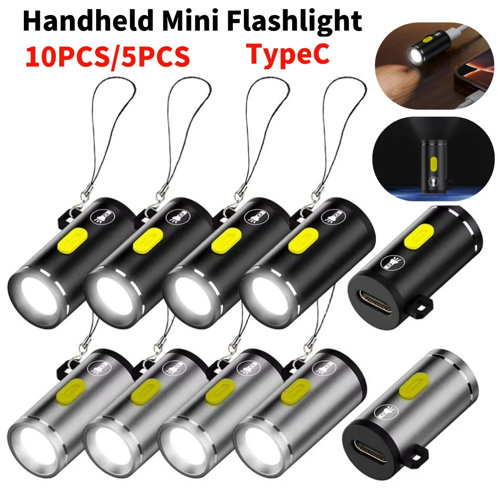 

Портативный мини-фонарик LED 10/5x с питанием от Type-C, маленький карманный фонарик для кемпинга и походов на природе