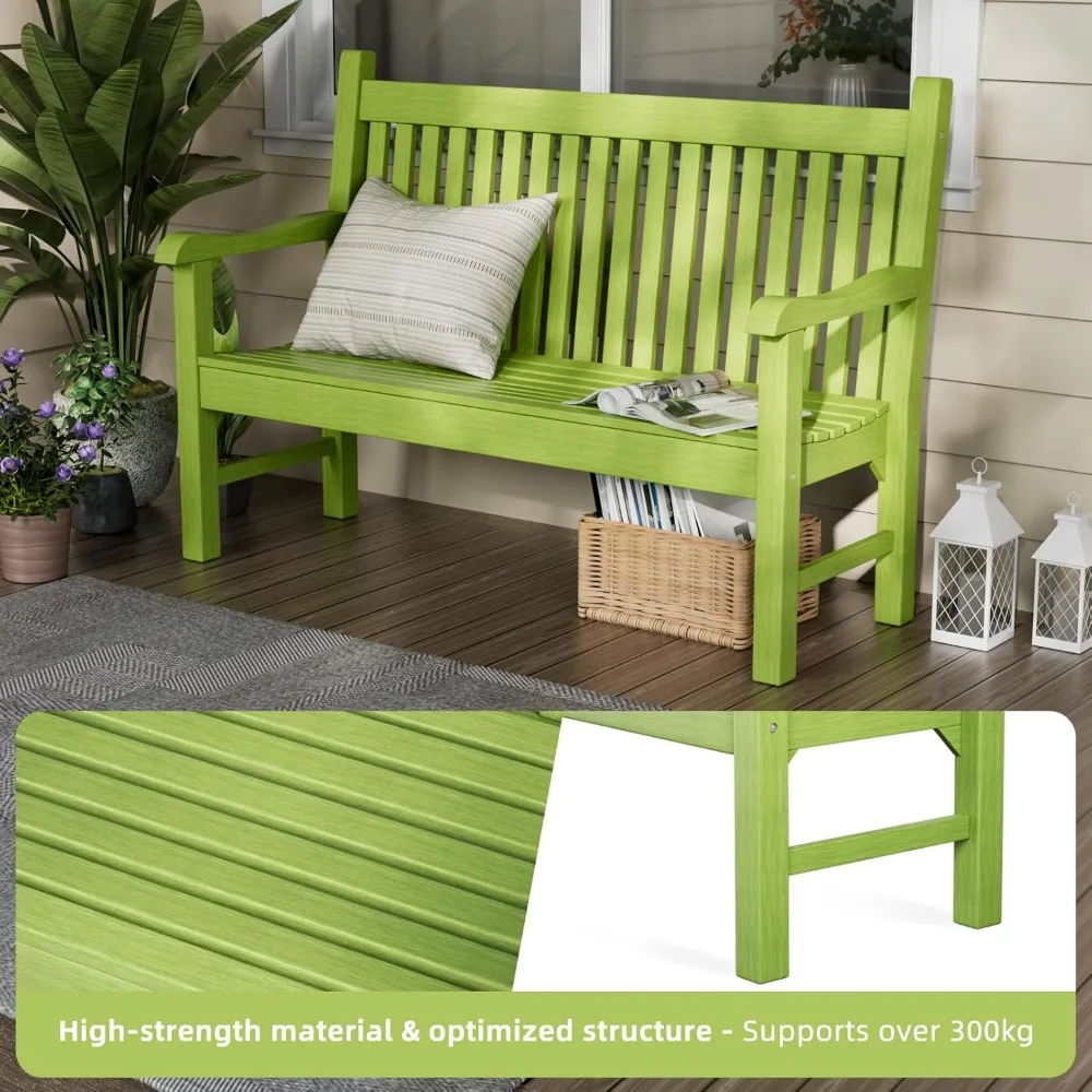 مقعد خارجي، مقعد حديقة HDPS لشخصين مع سعة وزن 660 رطلًا، مقاعد خارجية مقاومة للعوامل الجوية، مقاومة للبهتان/الجذور في جميع الأحوال الجوية