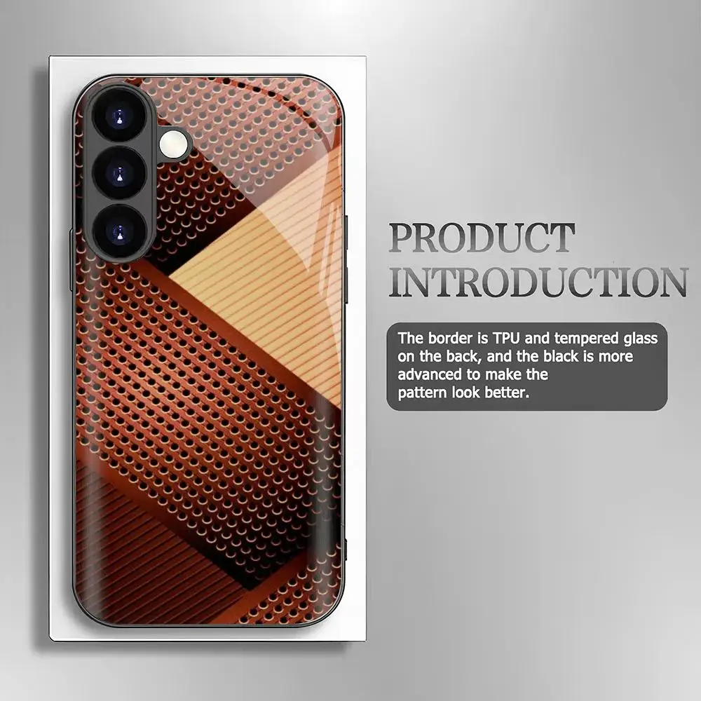 Brown texture design Tempered Glass Fashion phone case for Samsung Galaxy S26/S25/S24/S23/S22/S21 FE Ultra Plus Dropresistant