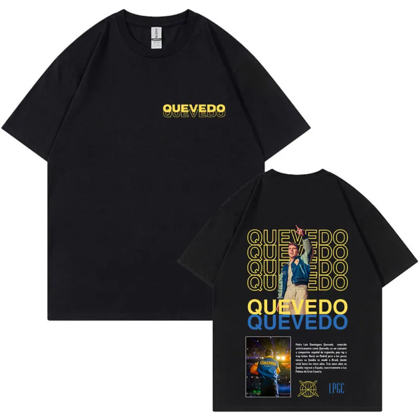 

Футболка QUEVEDO Tour Album 2025 Merch, мужская и женская одежда, готические футболки большого размера, удобная хлопковая футболка с короткими рукавами, уличная одежда