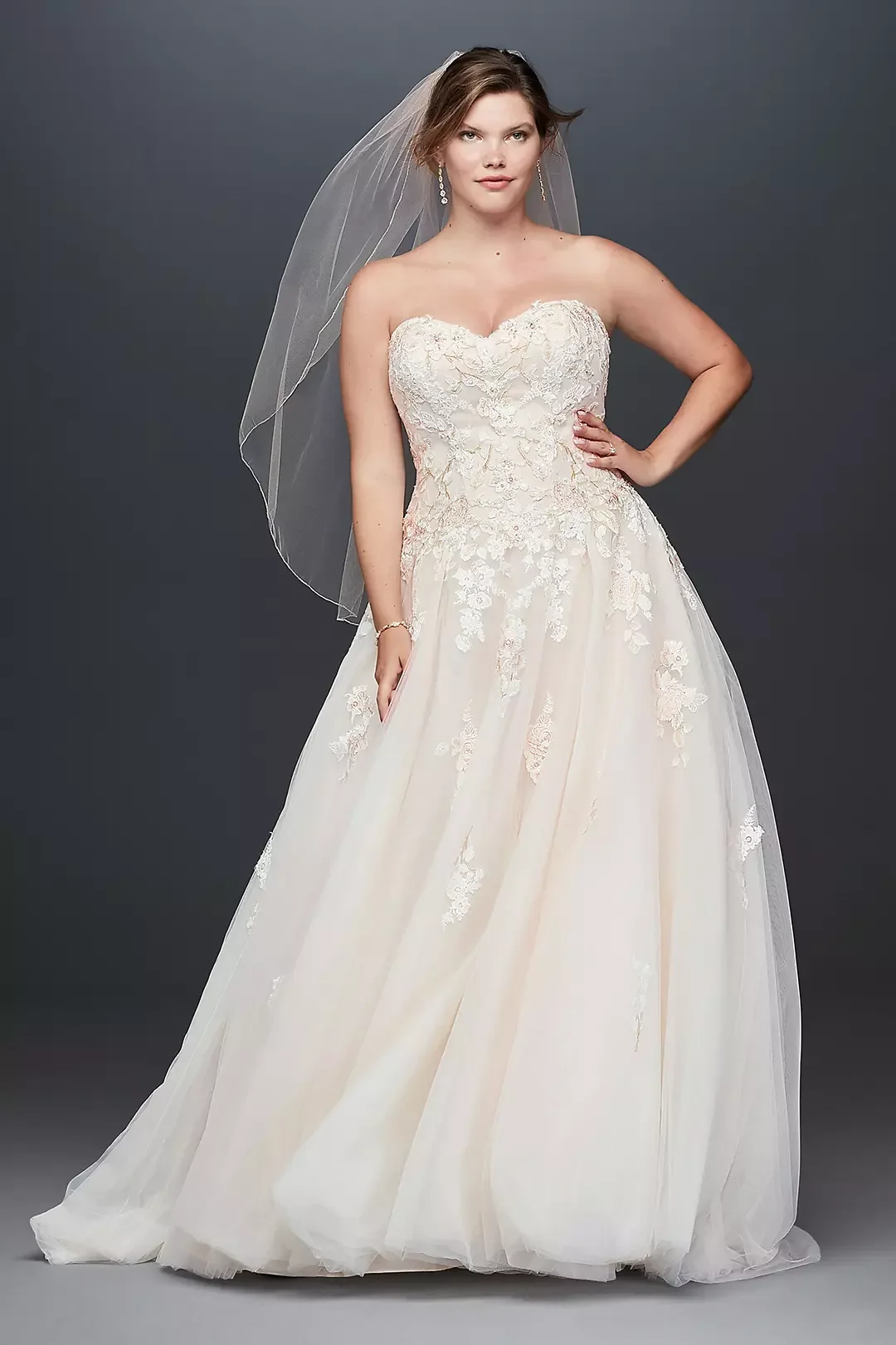 Customized 2025 Large Skirt Wedding Dress With Strapless Ivory Color Dress Floral Lace Decoration Sheer Skirt Backless Decal Tie