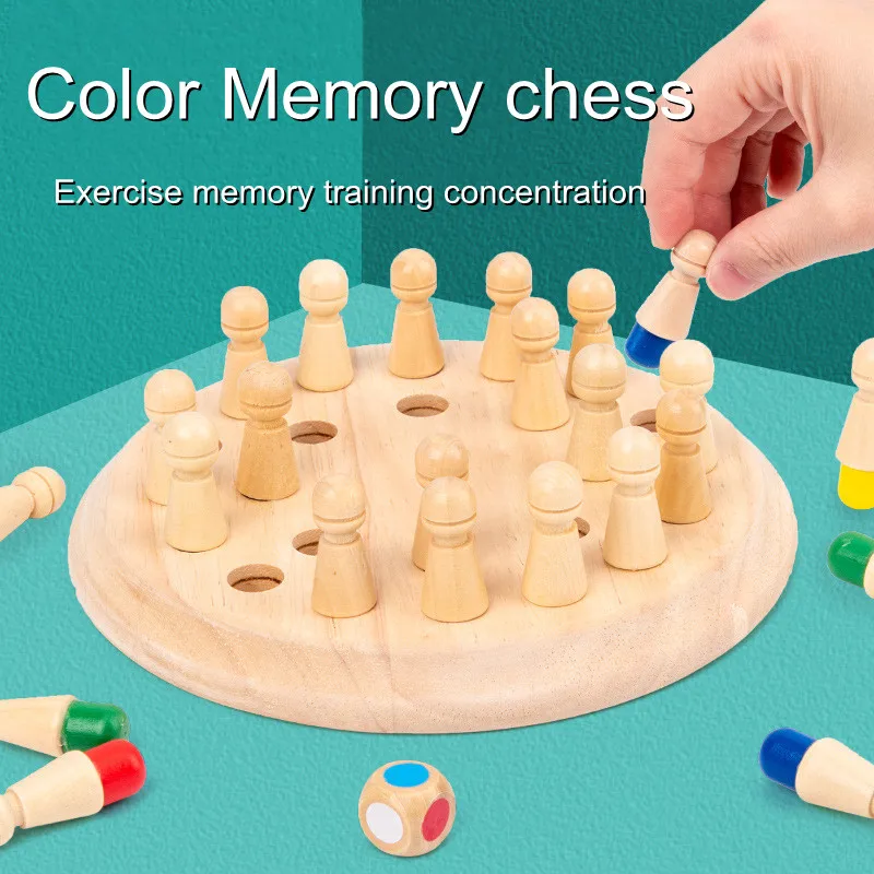 Houten Memory Match Stick Schaakspel Fun Kleur Bordspel Educatief Kleur Cognitieve Vermogen Speelgoed Voor Kinderen Kids Gift