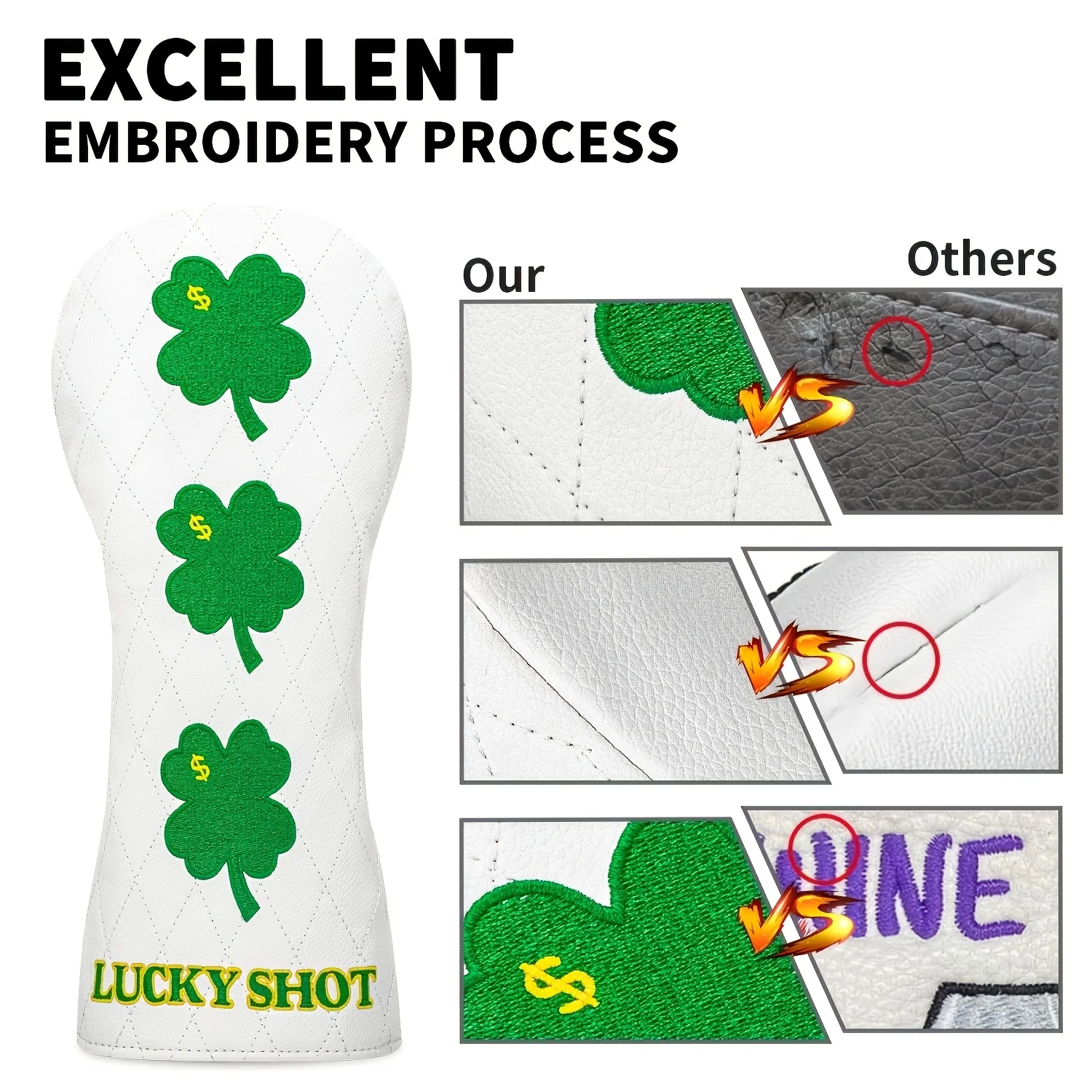 1pc/3pcs Four-Leaf Clover Dollar Design Style, Driver, Fairway Wood Club, Hybrid Head Cover, Suitable for Male And Female - view 4