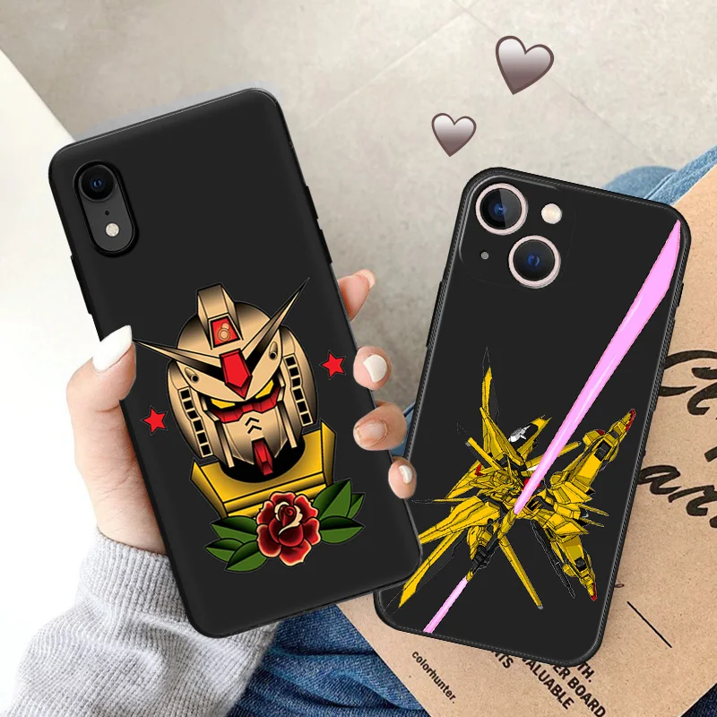 Soft Case for Apple iphone 16 15 Pro Max 14 13 12 Mini 11 7 8 Plus XSMax XR Fashion G-GUNDAMS Black Phone Cases 16Plus Cover