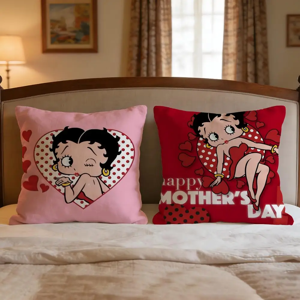 Character Betty Boop Cushion Cover 4Pcs Decorative Covers Soft Cushion Case for Sofa Couch Decor 40x40 45x45 Pillowcases