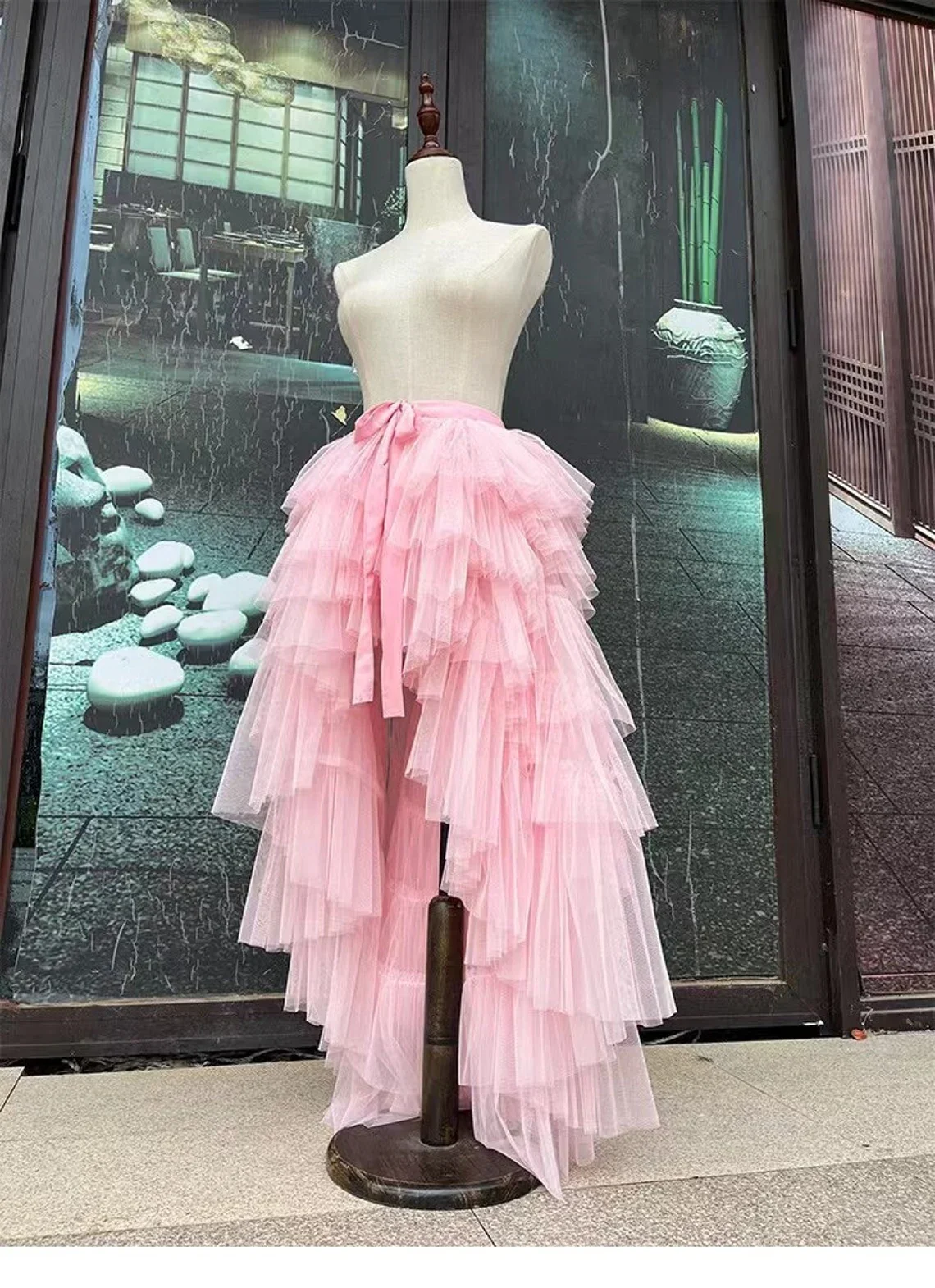 HOBBY Baby Pink Tulle Dress Ruffled High Low Long Evening Skirt Custom Made Ever Pretty Prom Skirt Free Shipping Skirts