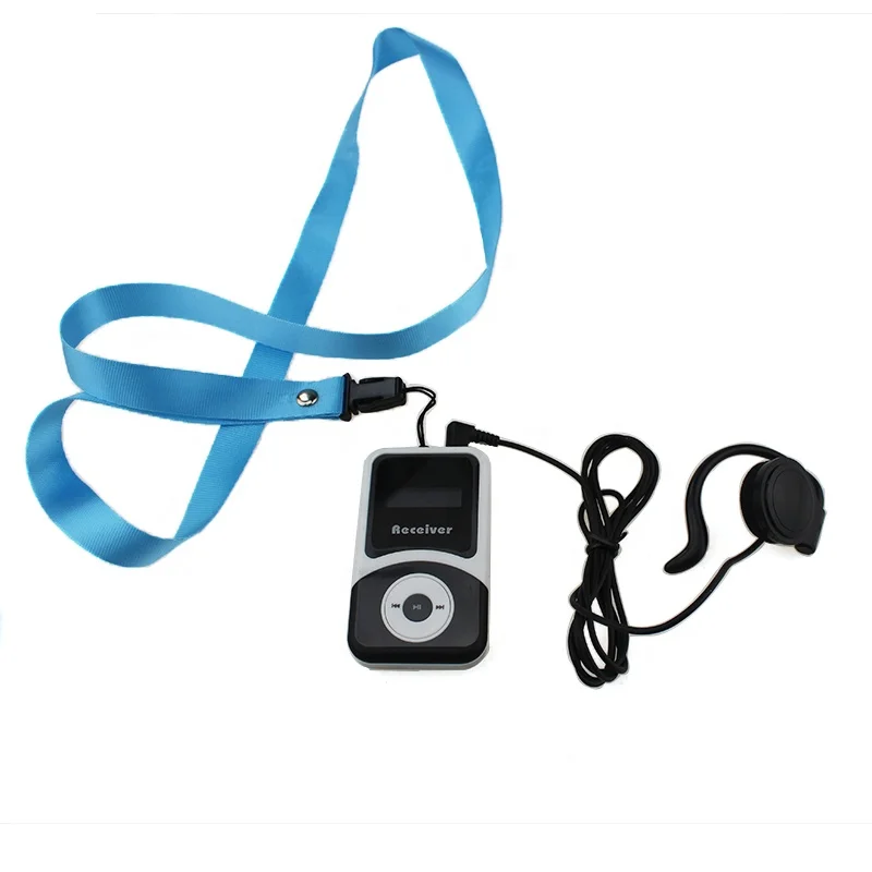 Apparecchiatura guida audio Trasmettitore wireless Ricevitore e micro auricolare