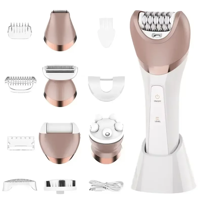 Wholesale Multi-functional 6 in 1 Portable Hair Removal Machine Dry and Wet Cordless Shaving Machine USB Rechargeable for Women