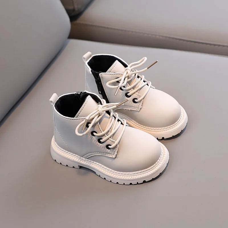 Fashion Kids Boys Girls Martin Boots Autumn Spring Winter Anti-slip British Casual Shoes Artificial Leather Children Short Boots