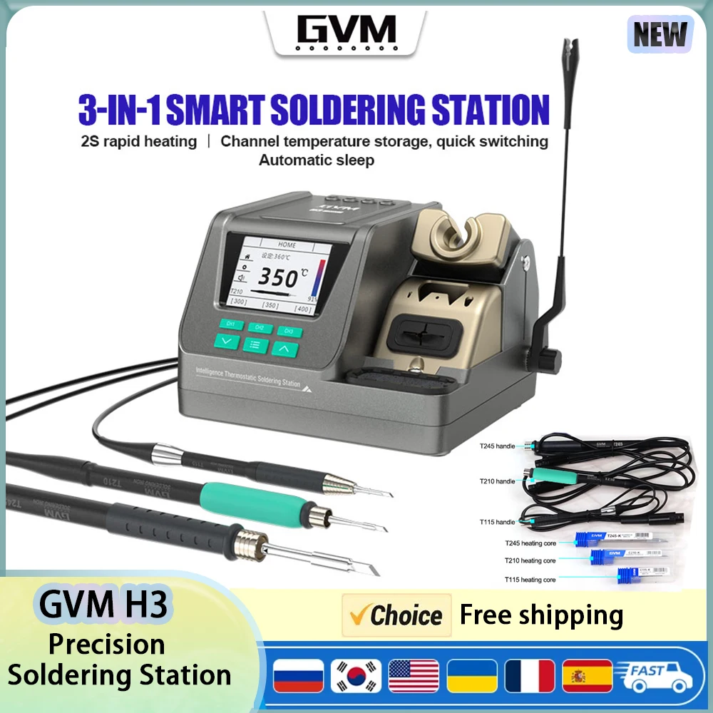 GVM H3 Smart Soldering Station 2S Rapid Heating Supports T245/T210/T115 3-in-1 Handles For motherboard Repair soldering
