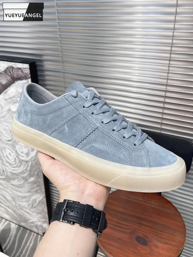 

Мужская повседневная обувь из нубука, дышащие лоскутные низкие кроссовки из коровьей замши из натуральной кожи, мужская модная обувь на шнуровке