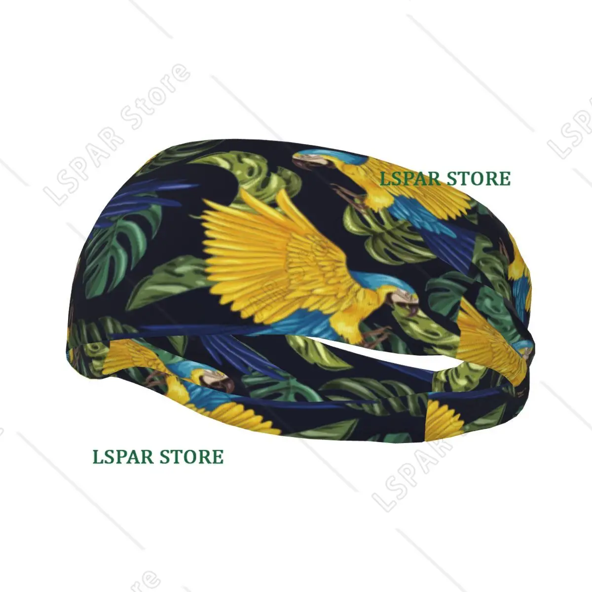 Sports Sweatband Breathable Headband Sweat Hair Head Band Tropical Plants Parrot Yoga Headband