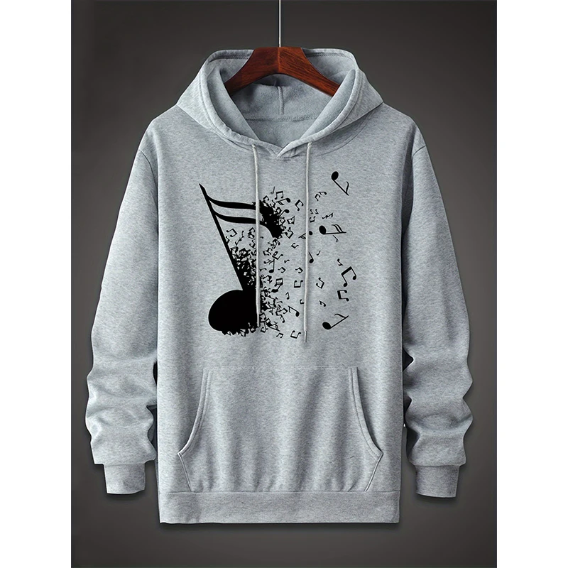 Music Note Pattern Print Hoodie Men Woman Fashion Casual Hoodies Hooded Sweatshirts Harajuku Pullovers Unisex Tracksuit Clothing