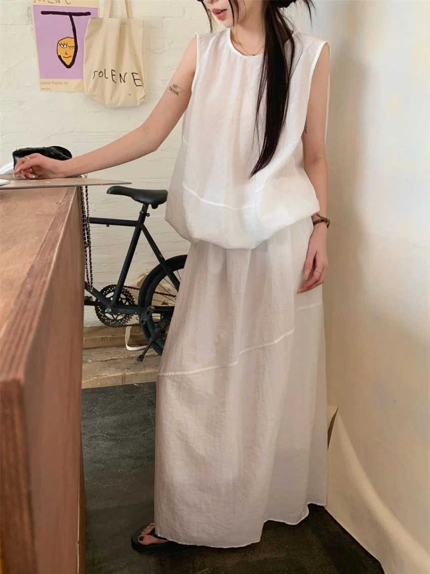 Alien Kitty Casual Vacation Outfit Women Suits Summer Elegant OL Camping Loose 2026 Chic Minimalist Sweet Daily Maxi Skirts