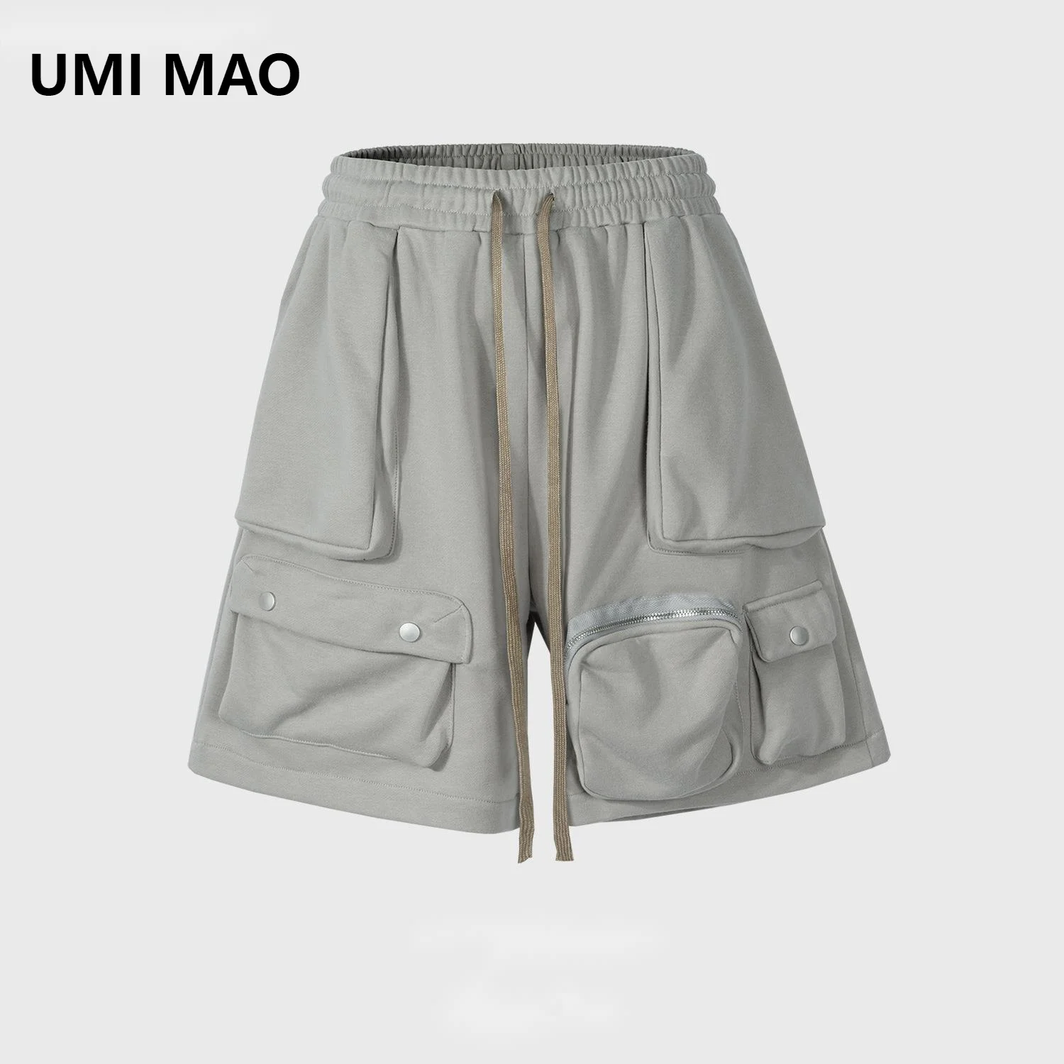 

UMI MAO Men's Women's Spring/Summer Urban Casual Pants Unisex Multi Pocket Zipper Loop Shorts