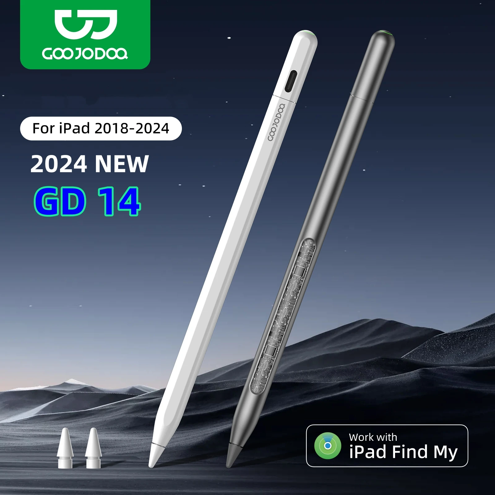 For Apple Pencil 2 with Apple Find My in App iPad Pencil for iPad Air 6 Pro 13' 2024 Air5 4 iPad Pro 11 12.9 with Palm Rejection