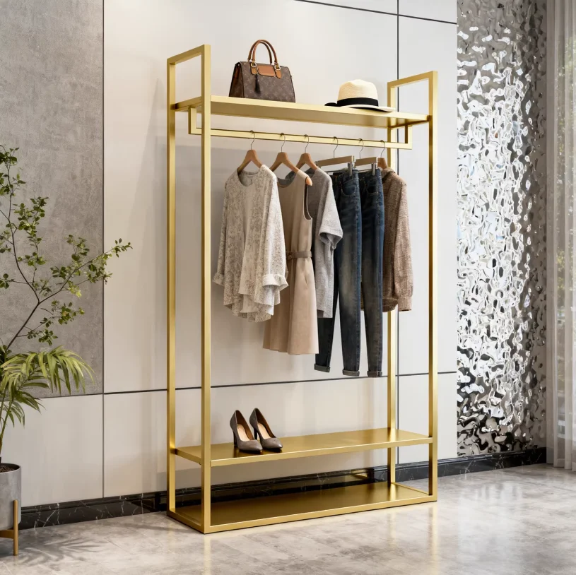 

Women's Clothing StoreIron Clothing Store Hanging Hanger Floor With Laminate Simple Light Luxury Children's Clothing Store Hangi