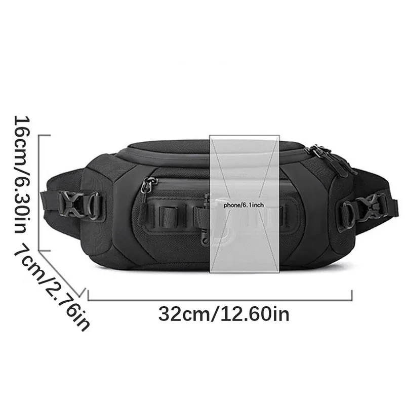 HVTIL Men Moto Multifunction Chest Bag Outdoor Motorcycle Nylon Fanny Pack Multi-Pocket Small Bag Leisure Sports Biker Crossbody