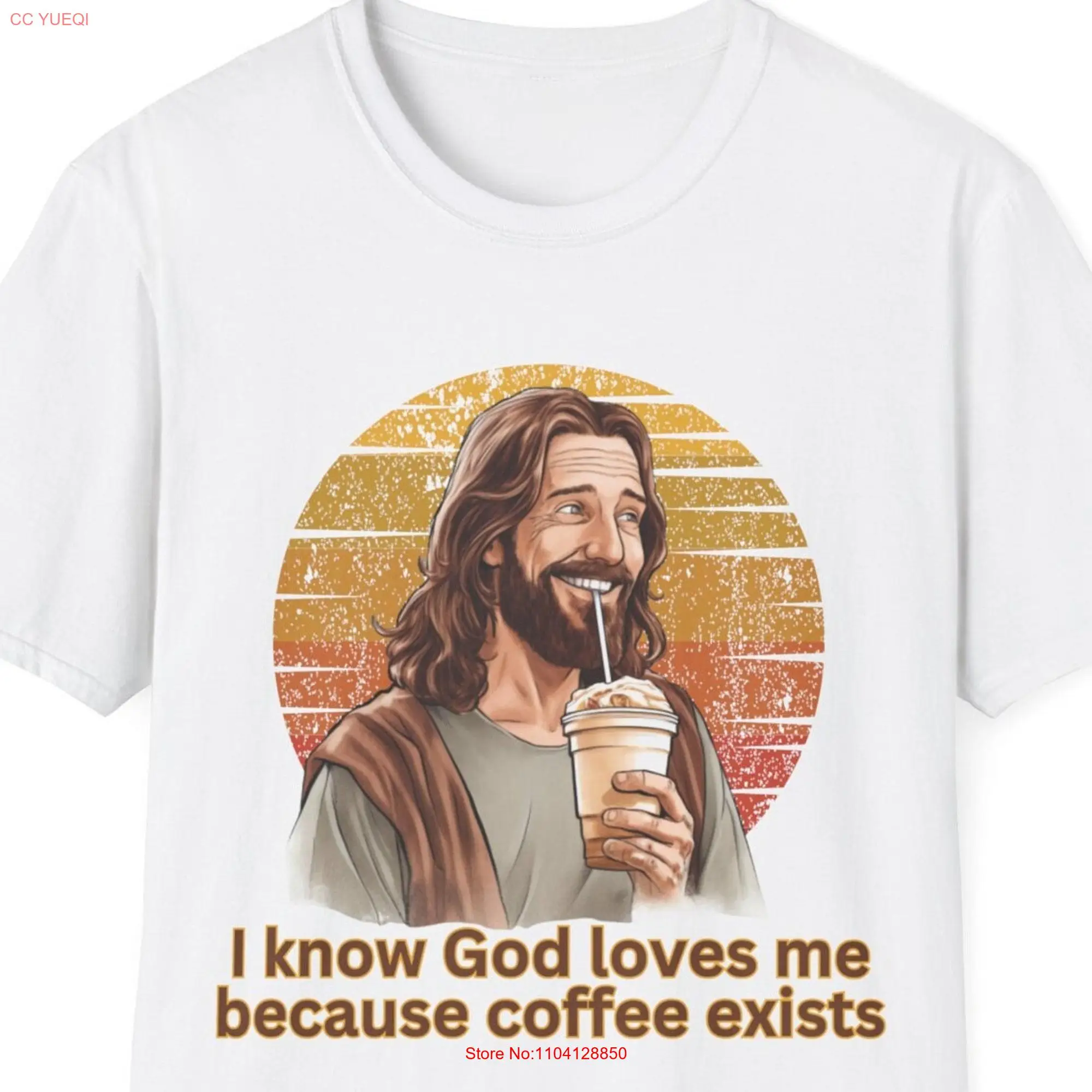 Jesus T Shirt Coffee Lover Blessed TShit Christ Religious Present Frappuccino long or short sleeves