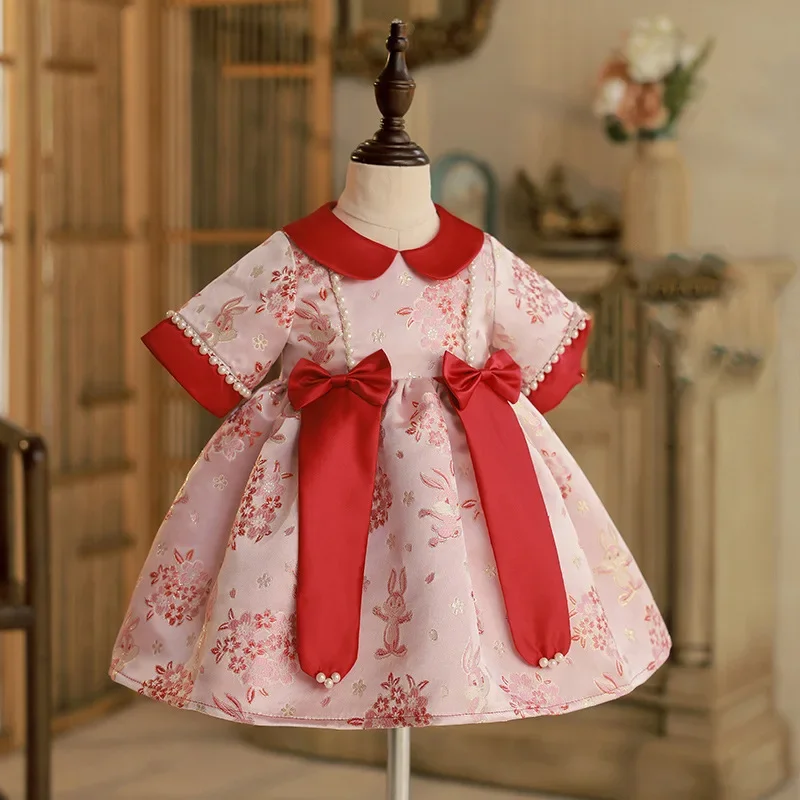 

Baby Girls 1st Birthday Baptism Wedding Party Dress Infant Toddler Cute Bow Beading Design Princess Ball Gown y1046