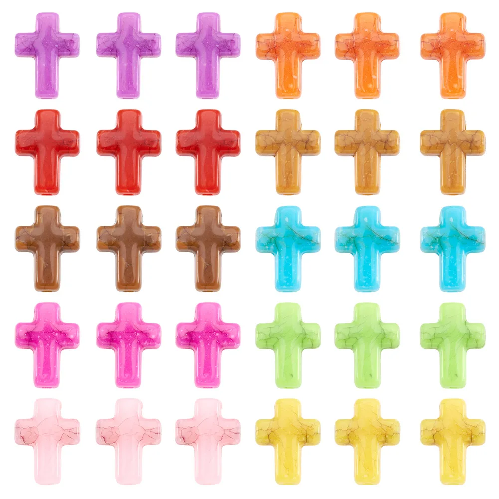 100Pcs Candy Color Crackle Opaque Acrylic Beads Cross Imitation Turquoise Spacer Bead DIY Necklace Bracelet Earring Jewelry