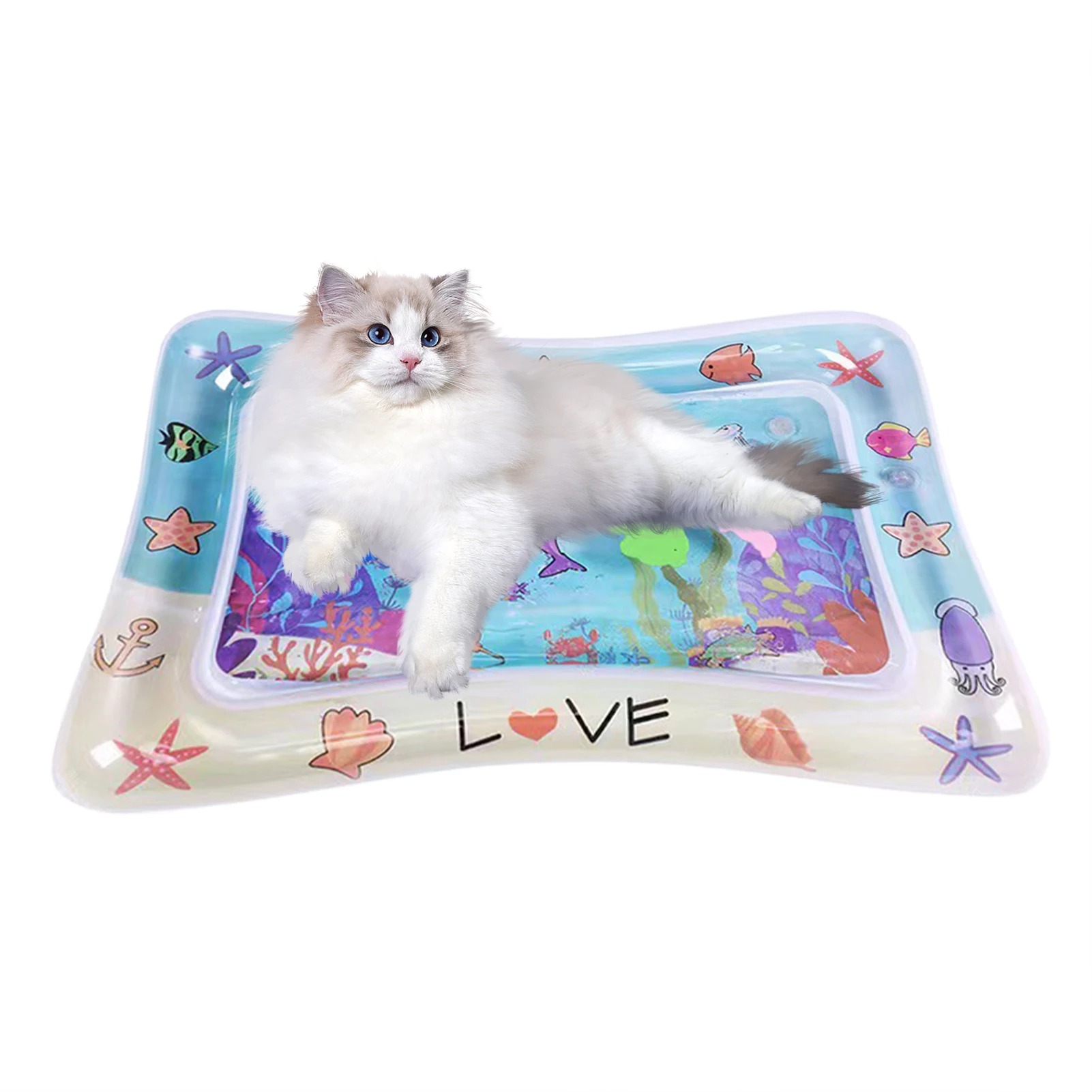 Tapete de água sensorial para cães e gatos, Tapete espesso com peixes, Jogando Water Pad, Verão