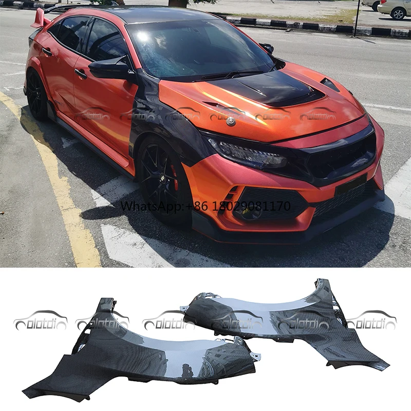 Guardabarros laterales de flujo de aire de carbono, accesorio para Honda Civic 10 TH Gen FK8 Tipo R Si, actualización 2017-2020