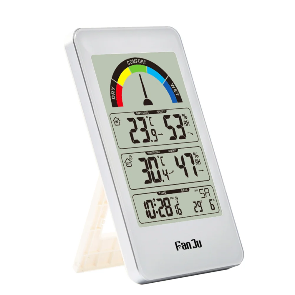 Digital Hygrometer Alarm Clock Hangable Thermometer Black Comfort Pointer Display Weather Station