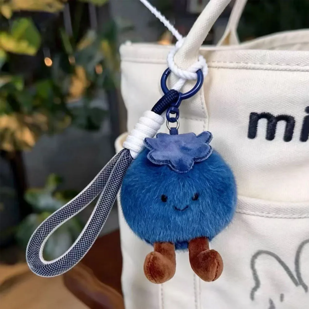 

Soft Fluffy Blueberry Plush Keychain, Stuffed Doll Toy Bag Pendant Phone Charms, Mean 'Block Bad Luck', Home Decor Ornament Gift