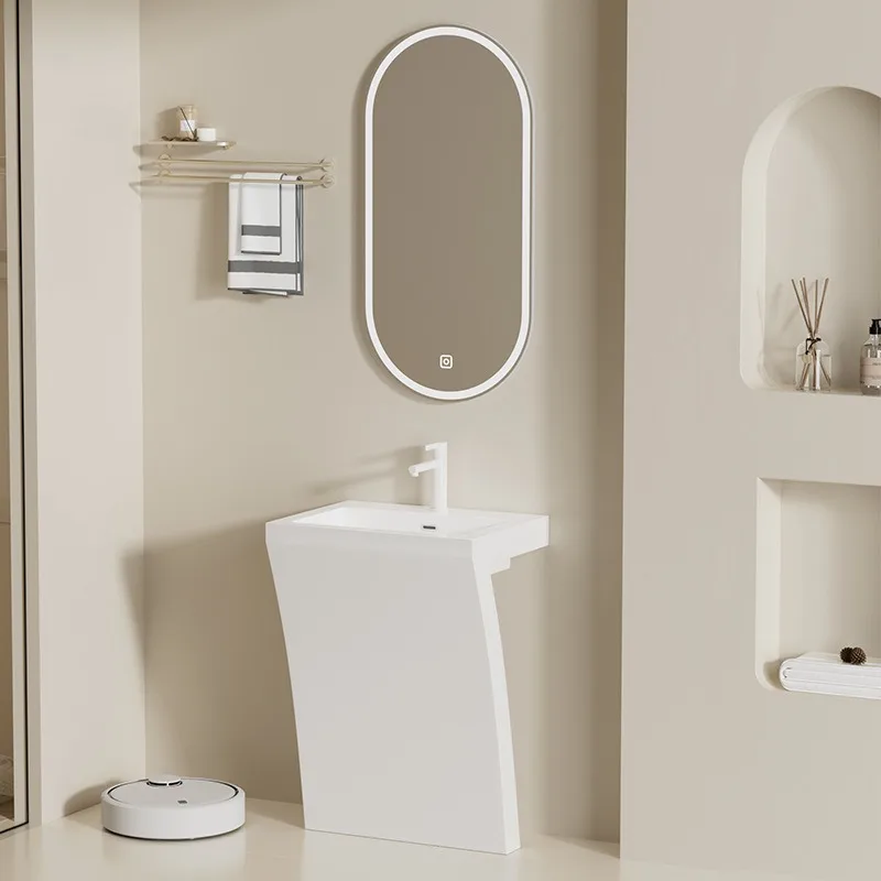 Bathroom artificial stone floor column basin, art wash basin, wash basin, balcony household integrated wash basin