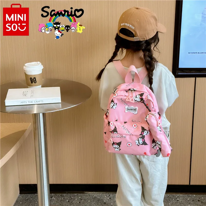 Детский рюкзак Miniso Sanrio, Модный высококачественный рюкзак для девочек, мультяшный вместительный студенческий комплект из 2 предметов, рюкзак