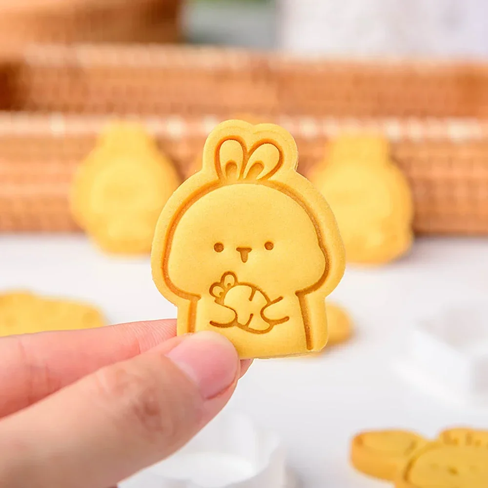 Cute Rabbit Cookie Plunger Cutter Cartoon Baking Mould Cookie Stamp Biscuit DIY Mold Fondant Cake Decorating Tools