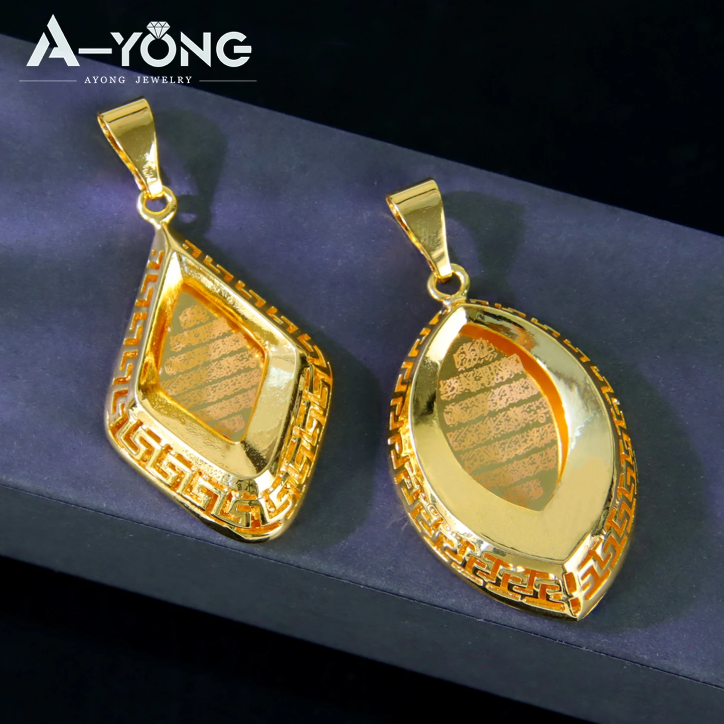 Luxury Gold Color Allah Pendants 18k Gold Plated Oval Arab Fashion Unique Necklace Pendant Dubai Women's Men's Vintage Jewelry