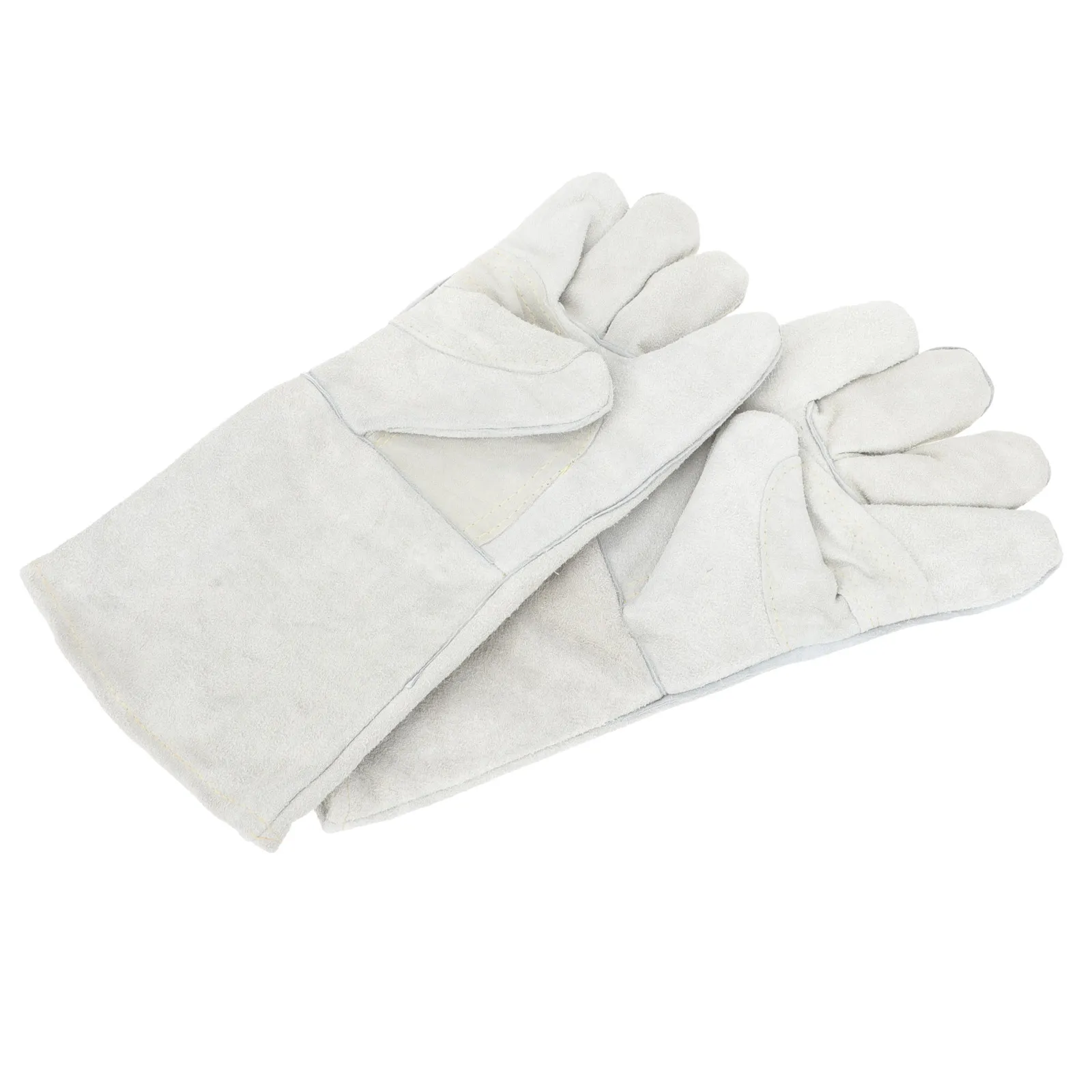 1Pair Heat Resistant Welding Gloves Cowhide Double Layer Thickened Design Fireproof Safety Protective Work Gloves for