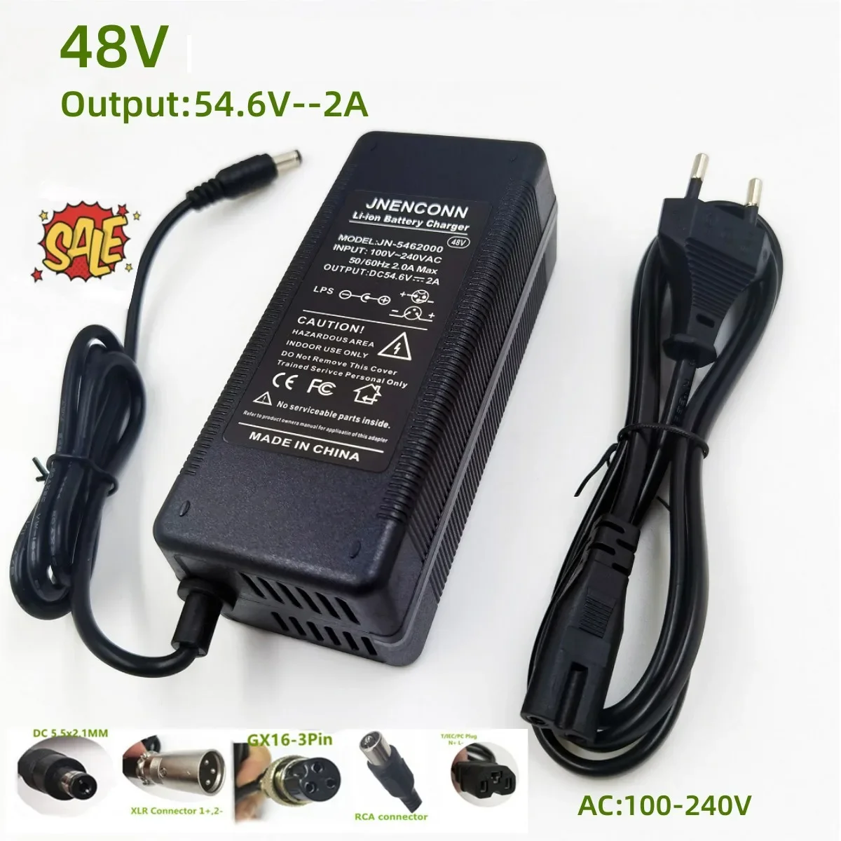 54.6V 2A Lithium Battery Charger 48V 13S Kugoo G1 Charger High quality Li-ion Battery pack Charger With Fan