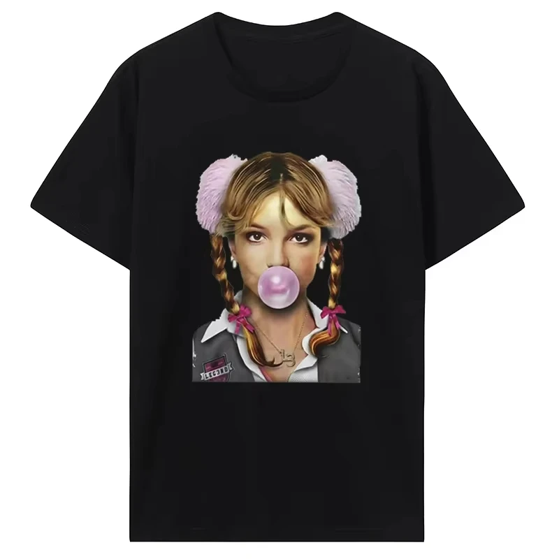 Singer Britney Spears Bubblegum Graphic T-Shirt Men Women High Quality Vintage 100% Cotton Oversized T-shirt Tops Streetwear