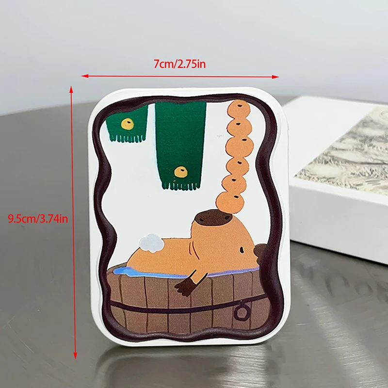 카툰 Capibala 플립 탑 휴대용 접이식 거울, 귀여운 돌고래 휴대용 접이식 메이크업 거울