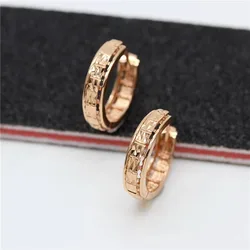 585 Purple Gold Shiny earrings for women Plated 14K Rose Gold Simple New In Classic design hoop earings banquet Jewelry