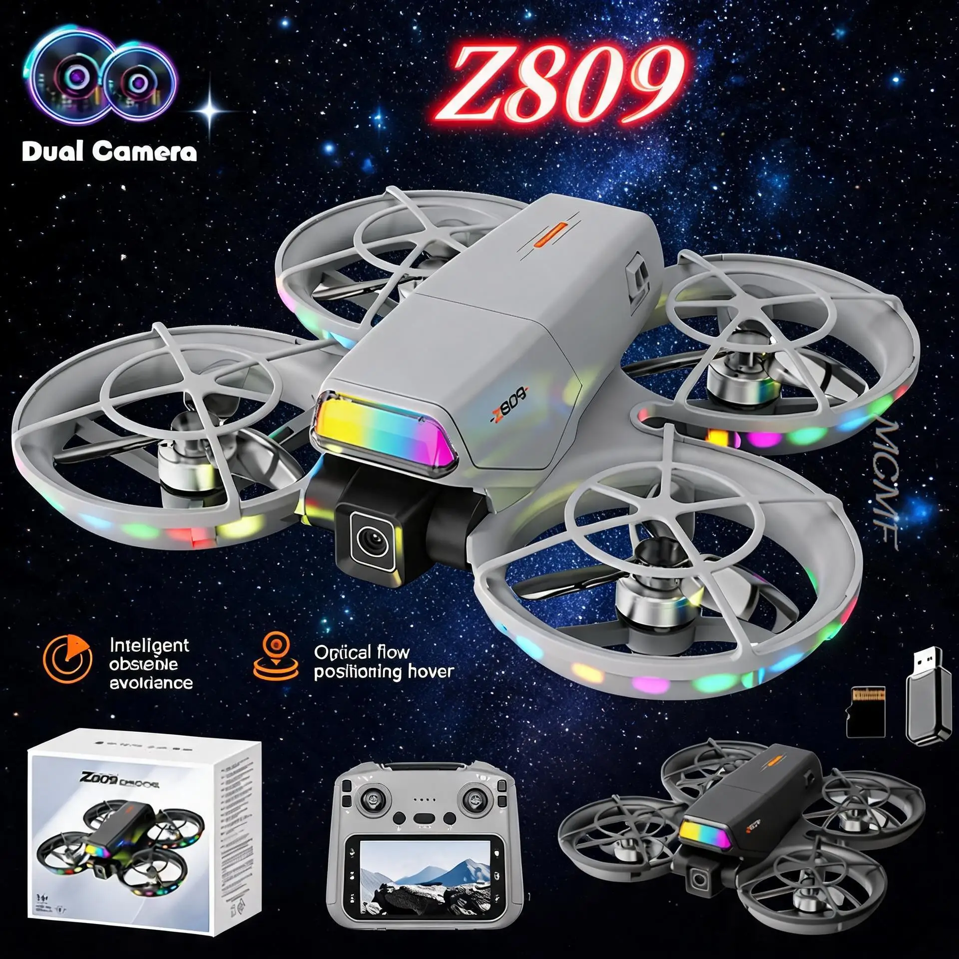 

New Z809 Drone HD Camera WIFI FPV UAV 4.3Inch LCD Remote Control Optical Flow Positioning Quadcopter Aerial Photography Airplane