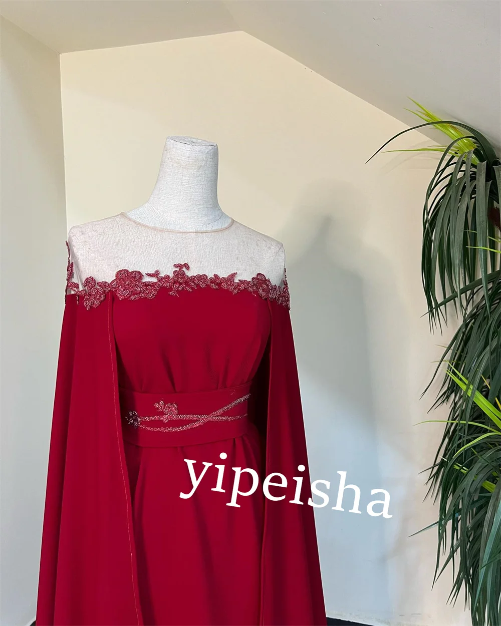 Personalizado jérsei flor plissado faixa formatura em linha reta sem alças sob medida ocasião vestido vestidos longos