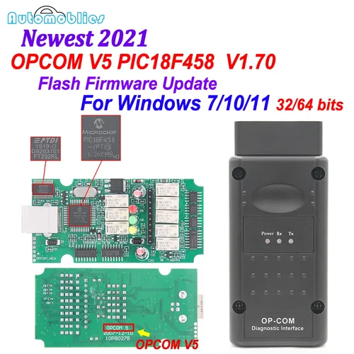 Imagen 1 del producto OPCOM-herramienta de diagnóstico de coche, accesorio V5 V1.70 PIC18F458 FTDI Flash Firmware, actualización CAN BUS OP COM 1,70 para Opel 2021 OBD OBD2 escáner