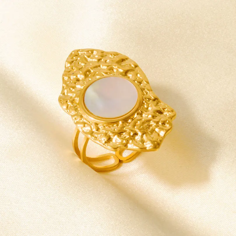 男性と女性のためのステンレス鋼のリング,海のジュエリー,貝殻,葉,幾何学的,丸い,オープン,調整可能,ビーチ,休暇,アクセサリー