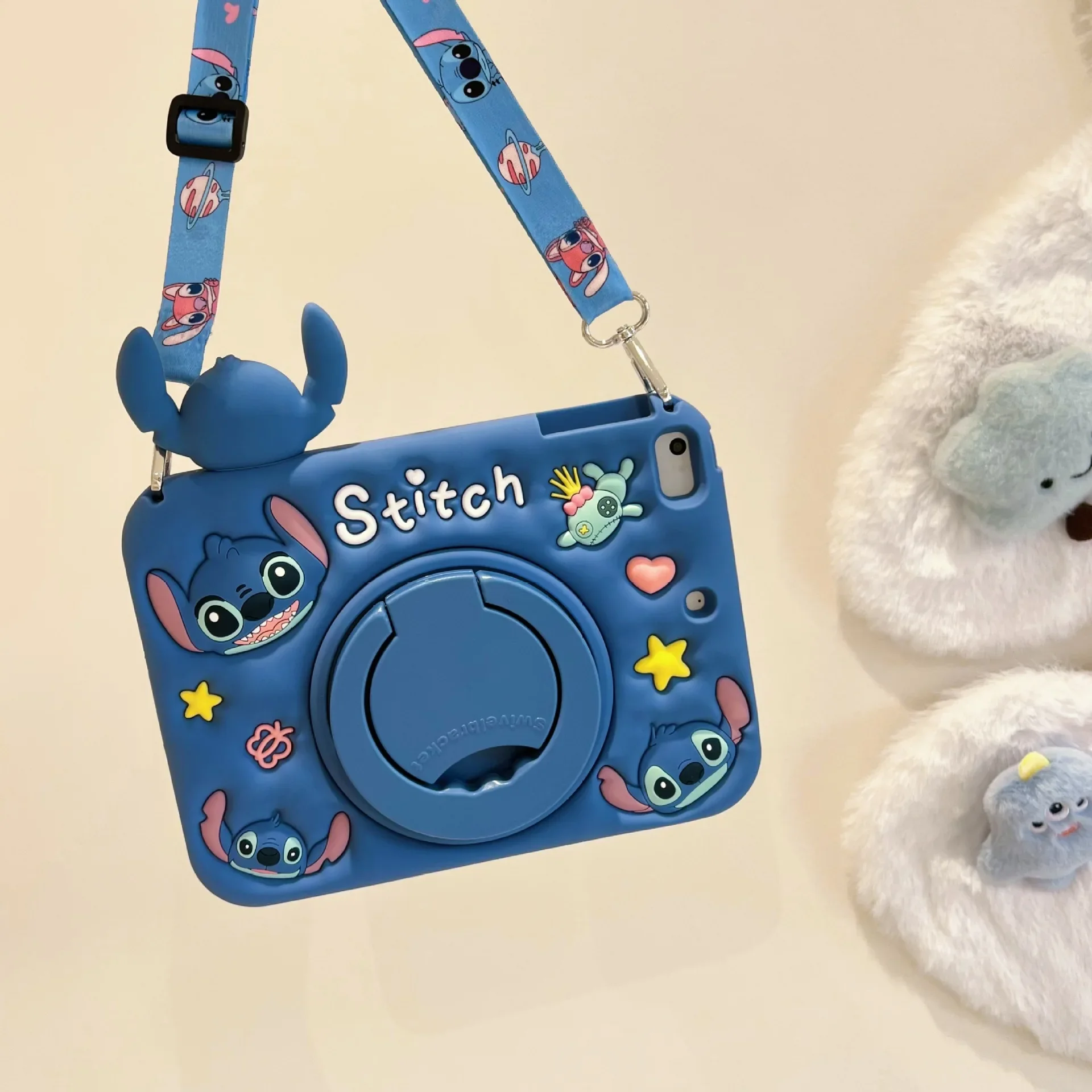 

Lilo Stitch Case for Lenovo Xiaoxin Pad 2024 11inch Kids Friendly Soft Silicone Cover Cartoon 360° Rotating Stand Tablet Case