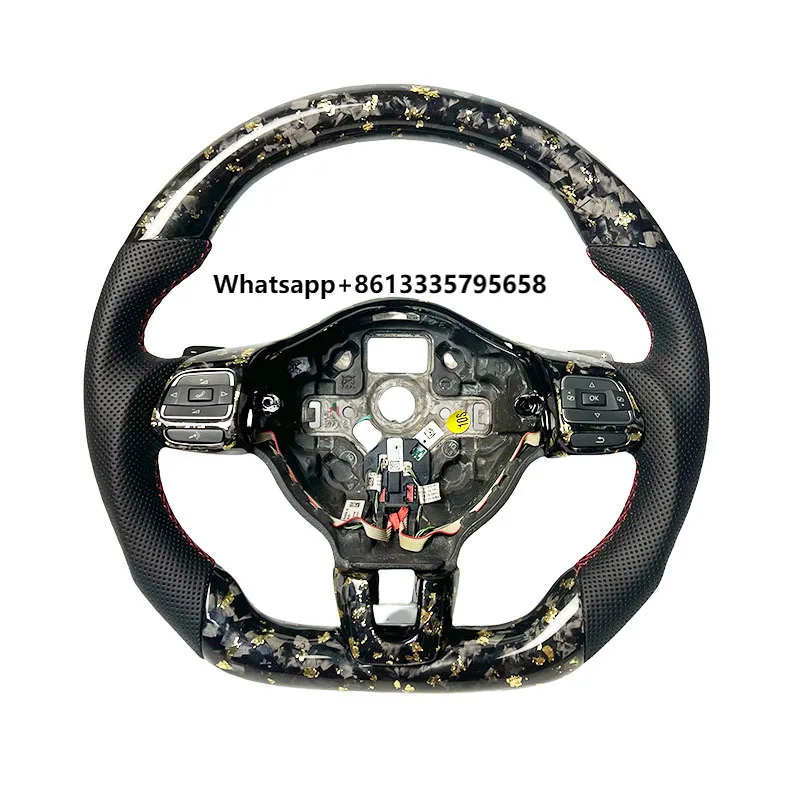 

Gold Forged Carbon Custom Sports Car for VW Golf MK6 Carbon Fiber Steering Wheel
