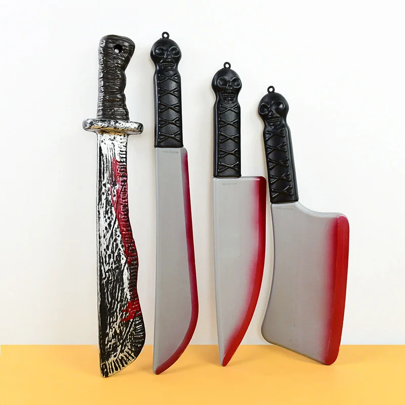 할로윈 블러디 가짜 칼 플라스틱 도끼 어린이를위한 장난감 선물 공포 코스프레 의상 파티 소품 해피 할로윈 장식 용품