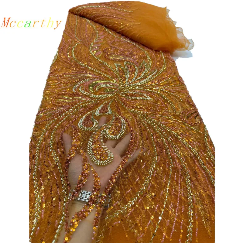 

Элегантные вечерние платья для женщин из африканского нигерийского кружева с бисером и французскими пайетками, высококачественная роскошная сетчатая ткань, коллекция 2026 года