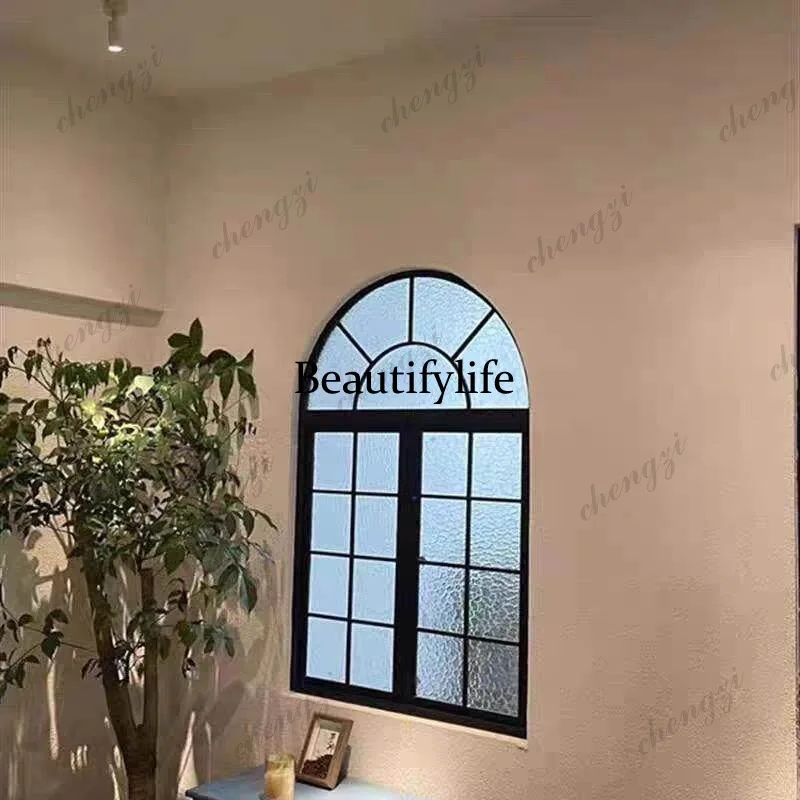 H134 partition wrought iron glass steel window arched old house indoor doors and windows casement