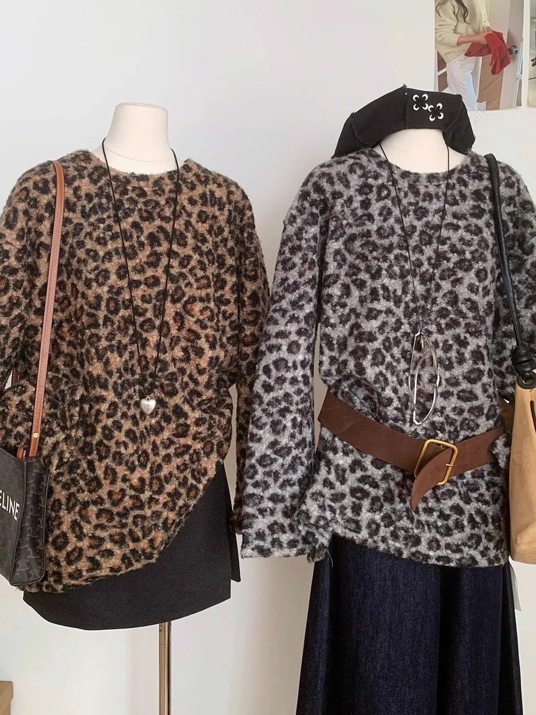 

Корейский ретро-свитшот с леопардовым принтом, длинными рукавами, утепленный, женский, свободный, универсальный, модный топ с круглым вырезом, осень-зима