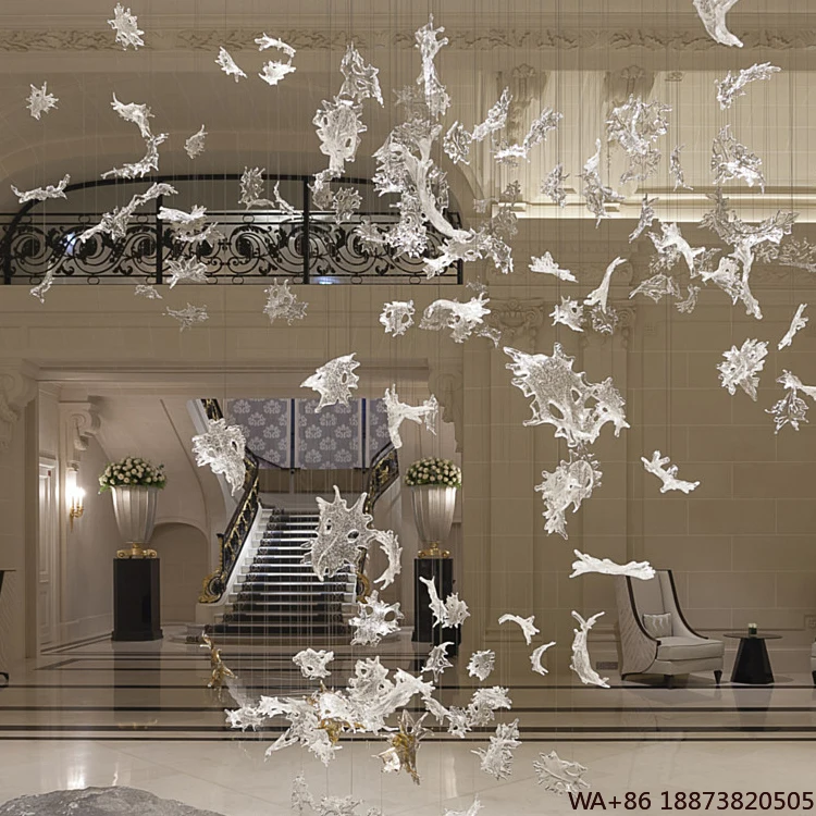 

LED Chandelier New Romantic Design Customized Office Hall Fallen Leaves Crystal Light